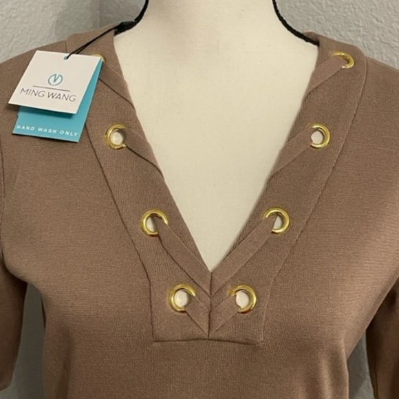 Ming Wang short sleeve grommet lacing dress - Soft Knit - S - NWT - Picture 6 of 8